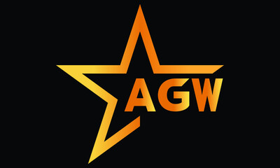 AGW golden luxury star icon three letter logo design vector template. royal logo | luxury logo | jewelry logo | premium logo | iconic logo | Victoria logo |