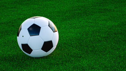 Fototapeta na wymiar Football ball on grassy field