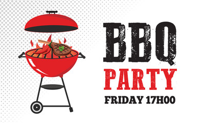 BBQ Grill Party event invitation illustration vector