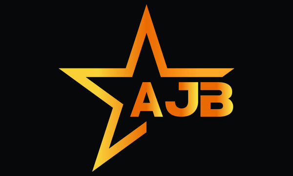 AJB golden luxury star icon three letter logo design vector template. royal logo | luxury logo | jewelry logo | premium logo | iconic logo | Victoria logo |