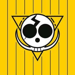 Thunder head pirates logo symbol with sharp triangle skull illustration in flat design monogram symbol