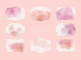 Set of Vintage Banner or label Design Background. Minimalistic Watercolor Painting Artwork. Hand drawn stain brush watercolor.