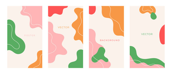 Abstract poster set on pastel color. Business abstract liquid flyer a4. Vector illustration.