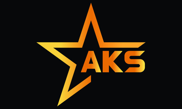 AKS golden luxury star icon three letter logo design vector template. royal logo | luxury logo | jewelry logo | premium logo | iconic logo | Victoria logo |