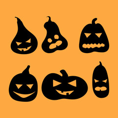Haloween Pumpkin Icons Vector Character Cartoon Design