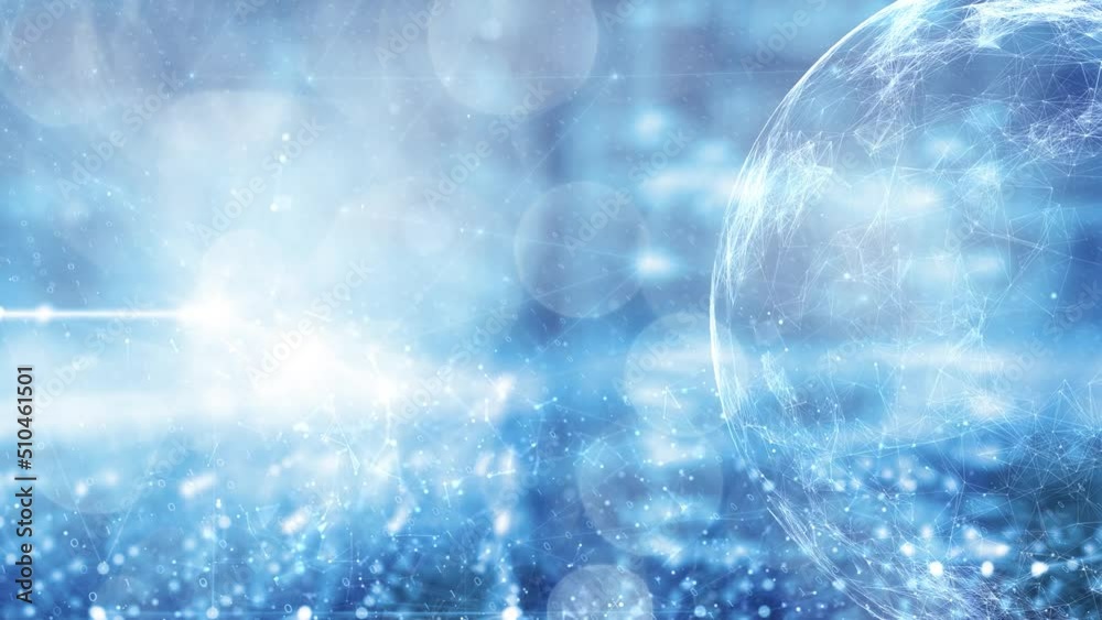 Canvas Prints bright blue digital tech sphere network looping animation.