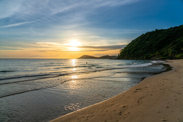 Beautiful sunset in Koh Samet Island, Famous Tourist destination in Rayong, eastern Thailand