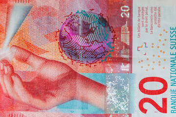 Macro shot of the fifty swiss francs banknote