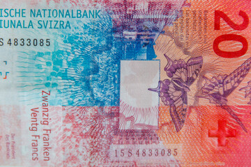 Macro shot of the fifty swiss francs banknote