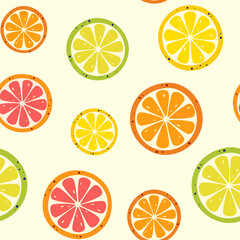 Seamless pattern with juicy citrus slices