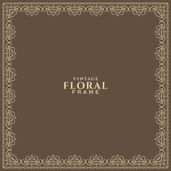 Beautiful vintage floral frame brown color background