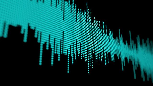 Visualization of voice record, artificial intelligence. Music equalizer, audio waves sound digital player waveform, recorder signal. Multicolored digital sound wave. Audio technology wave and design