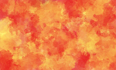 Abstract summer translucent watercolor background in yellow and orange gradient tones. cloud texture