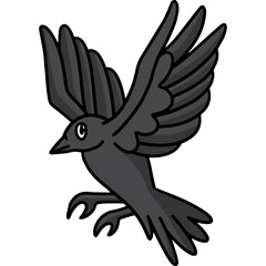 Crow Halloween Cartoon Colored Clipart 