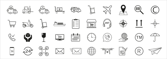 Logistic. Delivery icons set. Vector illustration.