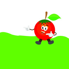 cheerful tomato fruit mascot design vector illustration
