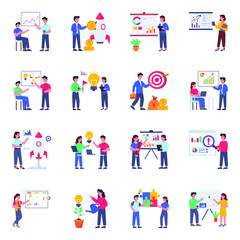 Fototapeta premium Pack of Startup Flat Illustrations 
