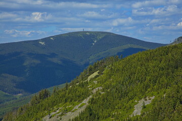 Fototapeta premium View of mountain Kralicky Sneznik from sky walk in Dolni Morava in Kralicky Sneznik, Czech Republic, Europe, Central Europe 