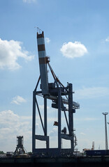 Fototapeta na wymiar Kraene im Hafen von Cuxhaven