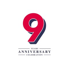 9 Years Anniversary Celebration Vector Template Design Illustration