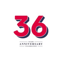 36 Years Anniversary Celebration Vector Template Design Illustration
