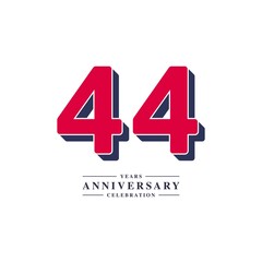 44 Years Anniversary Celebration Vector Template Design Illustration