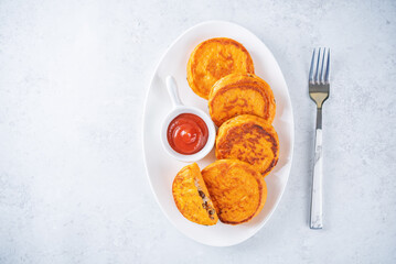 Sweet potato lentil fritters