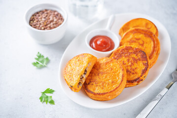 Sweet potato lentil fritters