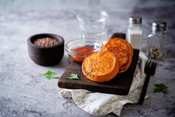 Sweet potato lentil fritters