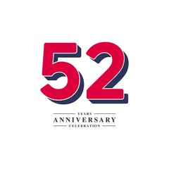 52 Years Anniversary Celebration Vector Template Design Illustration