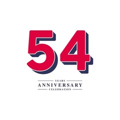 54 Years Anniversary Celebration Vector Template Design Illustration