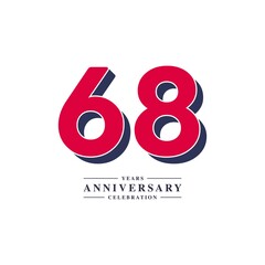 68 Years Anniversary Celebration Vector Template Design Illustration