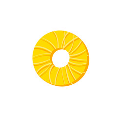 Round slice of pineapple. Simple vector illustration, design element