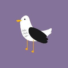Fototapeta premium Seagull in children's pencil style. Simple vector illustration, design element