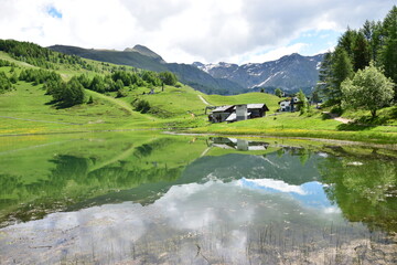 Fototapeta na wymiar Valle d'Aosta Chamois Lago di Lod
