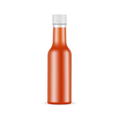 Hot Sour Sauce Bottle Mockup, Isolated on White Background. Vector Illustration