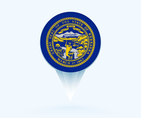 Map pointer with flag of Nebraska.