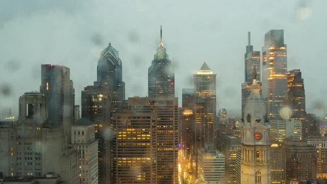 Philadelphia rooftop timelapse in storm