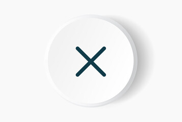 Obraz premium X or deny icon. Cross symbol. False emblem. 3D round close vector icon. Delete symbol. Modern, simple, flat, line cancel icon vector illustration for website, mobile application, business presentation
