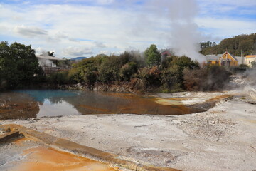 Hot water in maori village in Rotorua in australia.