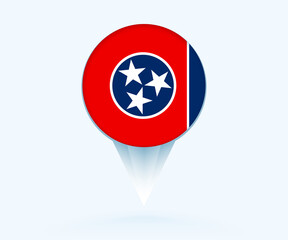 Map pointer with flag of Tennessee.