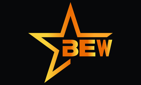 BEW golden luxury star icon three letter logo design vector template. royal logo | luxury logo | jewelry logo | premium logo | iconic logo | Victoria logo |