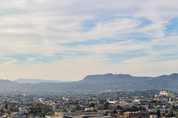 Fototapeta na wymiar Aerial view of Los Angeles downtown cityscape