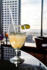 Close up shot of Hugo drinks