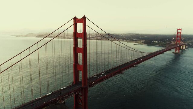 San Francisco city Golden Gate Bridge aerial view