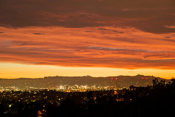 Beautiful red clouds and shadow near Los Angeles