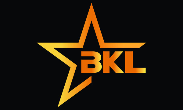 BKL golden luxury star icon three letter logo design vector template. royal logo | luxury logo | jewelry logo | premium logo | iconic logo | Victoria logo |