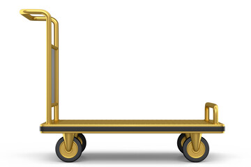 Airport luggage cart or baggage trolley side on white background