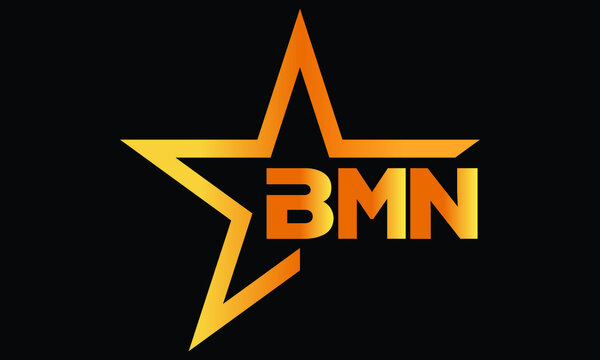 BMN golden luxury star icon three letter logo design vector template. royal logo | luxury logo | jewelry logo | premium logo | iconic logo | Victoria logo |