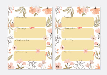 Cute Yellow Floral Daily Notes Template